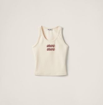 Miu Miu Ribbed jersey top