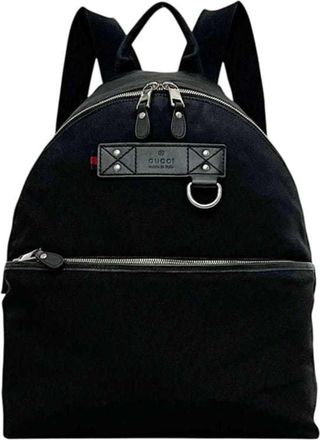 Gucci Black Canvas Leather Backpack (Pre-Owned)