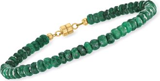 Ross-Simons Emerald Bead Bracelet With 14kt Yellow Gold Magnetic Clasp