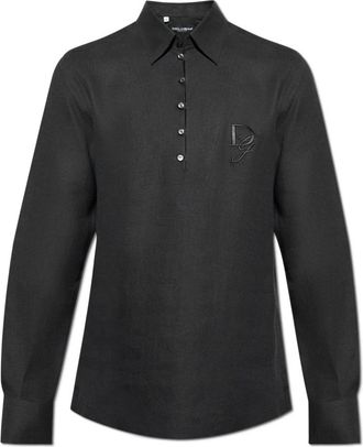 Dolce & Gabbana Linnen overhemd - Heren - Casual Overhemden - Zwart - XL - Linnen - Overhemden