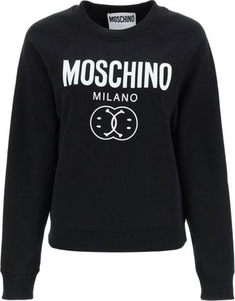 Moschino Womens Milano Double Smiley Black Jumper Cotton - Size X-Small