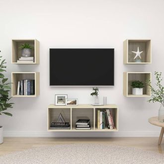 Berkfield Home 5 Piece TV Cabinet Set Sonoma Oak Engineered Wood in Brown