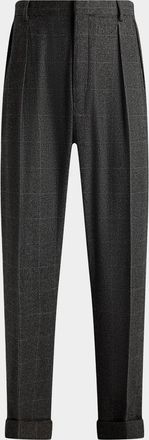 Ralph Lauren Purple Label Men & apos;s Glenn Hand-Tailored Tick-Weave Trousers