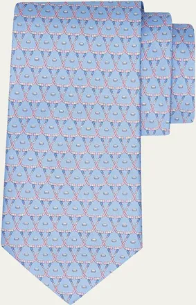 Ferragamo Mens Geometric Hockey Stick Silk Tie