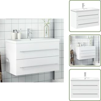 vidaXL Mobile da bagno con lavabo - vidaXL Mobile da Bagno con Lavabo Bianco - Lavabo con funzione troppopieno