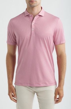 Johnnie-O Tile Neat Performance Jersey Polo in Racing Red at Nordstrom, Size Xx-Large