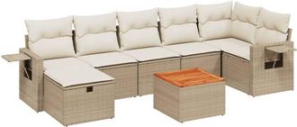 vidaXL Vidaxl - Juego De Sof&aacute;s De Jard&iacute;n Con Cojines Beige 8 Pzas Rat&aacute;n Pe