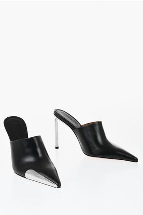 Off-white Letaher ALLEN puntige muiltjes met hak van 10 cm in zwart