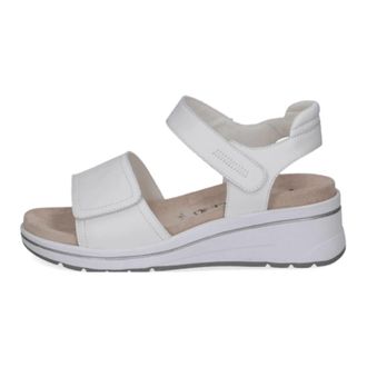 Caprice Memotion Sandaal - Dames - Sleehakken - Wit - 39 EU - Leer - Schoenen