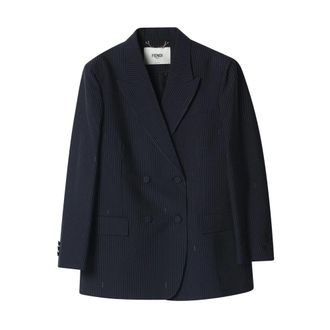 Fendi Pinstripe Jacket - female - Fendi - Blazers - Blue - XS - Jackets