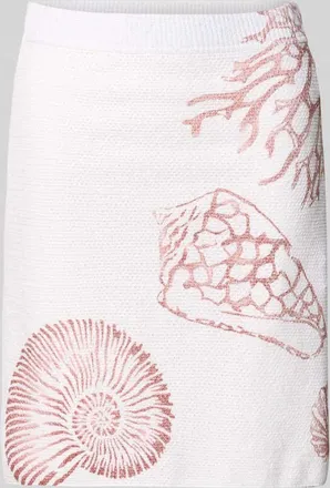 Marc Cain Knielanger Rock mit Allover-Motiv-Print in Offwhite, Gr&ouml;&szlig;e 36