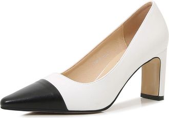 Generic White,6.5 UK,Womens Pumps High Chunky Closed Toe Block Heels Black and White Mary Jane Shoes Dress Elegant Party Wedding Shoes