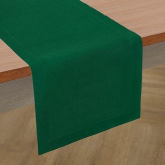 Solino Home Linen Table Runner for Dining Table, Holiday and Everyday Table Decor - Fete in Christmas Green at Nordstrom, Size Xx-Small