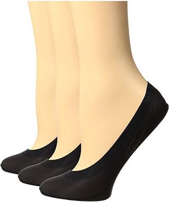 Hue Perfect Edge Liner 3-Pack Womens Crew Cut Socks Shoes Black, Nylon/Spandex