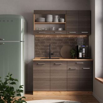 Vicco Cocina Vers&aacute;til R-line, Gris Noble/roble Dorado, 140 Cm, Et Roble