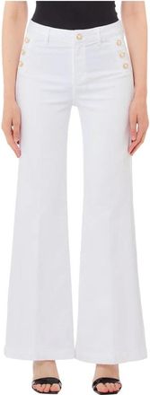 Liu Jo Wijde Pijp Geknoopte Damesbroek - Dames - Flared Jeans - Wit - W32 - Katoen - Jeans