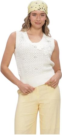 Selected Tops, Dames, Wit, L, Linnen, Dames Tops & T-shirts Slfkarla Sl Knit U-neck Top