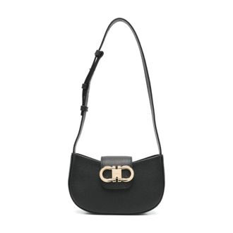Ferragamo Double Gancini Mini Bag - female - Ferragamo - Shoulder Bags - Black - ONE SIZE - Bags