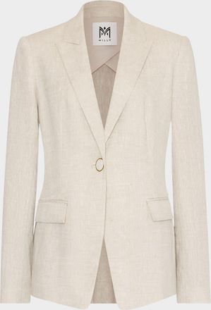 Milly Alexa Single-Button Linen Blend Blazer