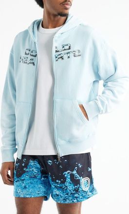 Overtime Cold Hearts Badge Zip Hoodie in Blue at Nordstrom, Size Xx-Large