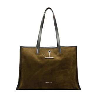 Alexander McQueen Shopping Bags, male, Green, ONE SIZE, Chic Tote Bag with Pendant