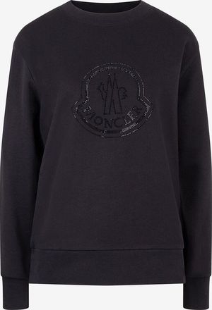 Moncler Weites Rundhals-Sweatshirt mit Kristall-Logo
