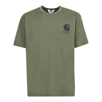 Junya Watanabe T-Shirts, male, Green, Size: S Green T-Shirt with Logo and Slogan