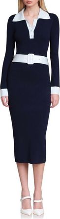 Avec Les Filles Long Sleeve Polo Dress in Navy Colorblock at Nordstrom, Size X-Large