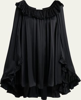 Chloé Silk Satin Ruffle Mini Dress