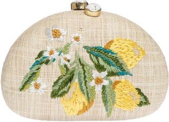 Raf&eacute; New York Berna Half Moon Clutch in Natural /Yellow at Nordstrom, Size Small
