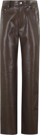 Nanushka Imitatie leren chocolade broek Seldes model - Dames - Straight fit broeken - Bruin - M - Leer - Broeken