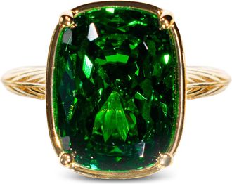 Sterling Forever Sterling Silver Elongated Cushion Emerald CZ Cocktail Ring