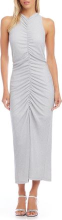 Fifteen Twenty Bailey Center Ruched Metallic Knit Midi Dress in Silver at Nordstrom Rack, Size X-Small