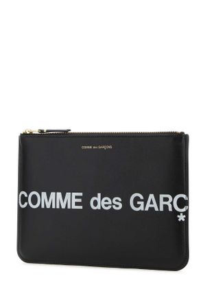 Comme Des Gar&ccedil;ons Unisex Black Leather Pouch Exterior: Beauty Case Accessory