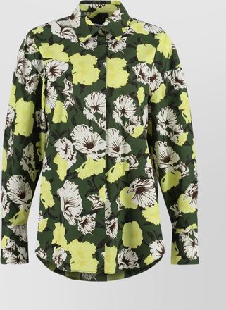 Msgm cotton shirt with floral print and collar