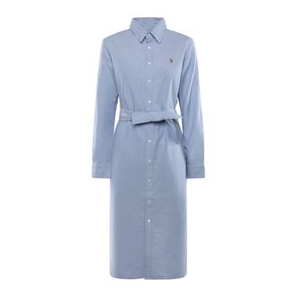 Polo Ralph Lauren Overhemdjurk - Dames - Shirt Kleedjes - Blauw - 3XS - Katoen - Kleedjes