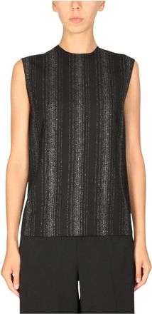Stella McCartney Modern Gestreept Mouwloos Top met Textuur - Dames - Tops zonder mouwen - Zwart - S - Tops