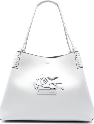 Etro Brown Leather Bag With Embroidered Logo