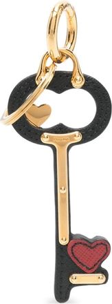 Prada heart-motif keyring - women - Saffiano Leather/Brass - One Size - Black