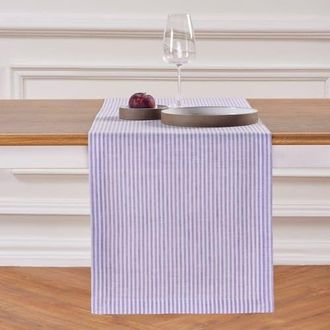 Solino Home Linen Table Runner for Dining Table, Holiday and Everyday Table Decor - Narrow Stripe in Lavender And White at Nordstrom, Size Xx-Small