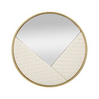 Dmora Espejito Bozzole, Espejo, Objeto De Decoraci&oacute;n De Pared, Decoraci&oacute;n De Espejo, 80x3 H80 Cm, Blanco Y Oro - Dmora