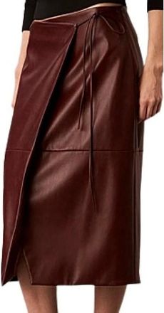 Calvin Klein Gonna midi a portafoglio in similpelle - - Skirts - Donna - Rosso - XS