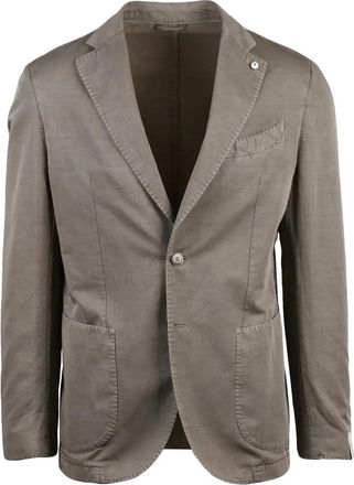 L.B.M. 1911 Grey Unlined Notch Lapels Cotton-Linen Blazer