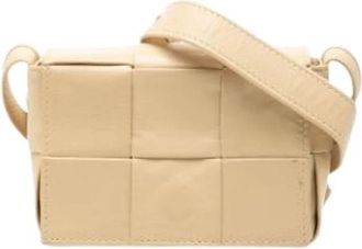 Bottega Veneta Pre-owned Woven Nappa Crossbody Bag - Dames - Vintage Schoudertas - Beige - ONE Size - Leer - Vintage