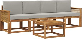 vidaXL Conjunto De Sof&aacute;s De Exterior 5 Uds. Natural Y Gris Claro Vidaxl