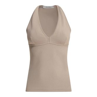 Max Mara Sleeveless Tops, female, Beige, Size: XS Beige Sleeveless Viscose Topwear