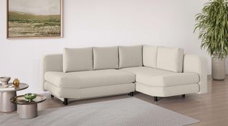 HOME AFFAIRE Ecksofa »LENNARA Schlafsofa mit Bettkasten, Masse B/T/H: 234/179/85 cm« L-Form mit Ottomane rechts/links, mit Wellenunterfederung