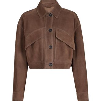 Brunello Cucinelli Couture suede cropped outerwear jacket in Brown at Nordstrom, Size 48 It
