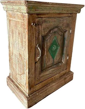 Wanderlust Deco Mesita De Madera Acabado Artesanal Marr&oacute;n 49x28x62