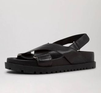 Django & Juliette Womens Ubari Leather Platform Sandals In Black